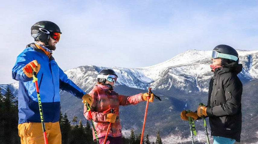 Group of Skiers on the Ski Run at Wildcat Mountain