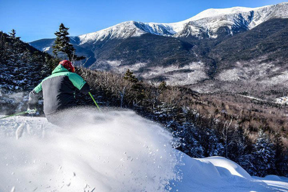 Skier Makes Turns in Fresh Powder at Wildcat Mountain