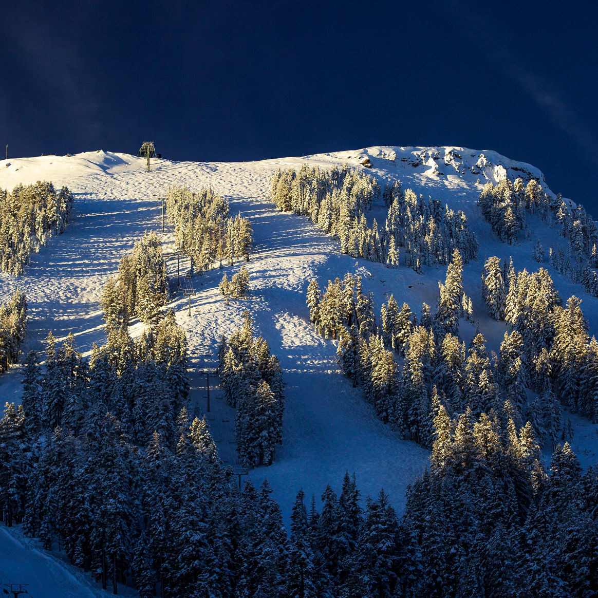 Scenic Run with Snowboarder at Kirkwood