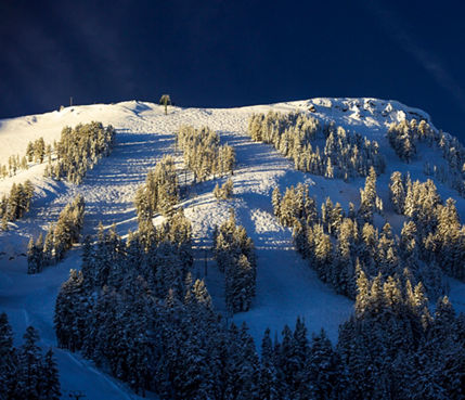Scenic Run with Snowboarder at Kirkwood