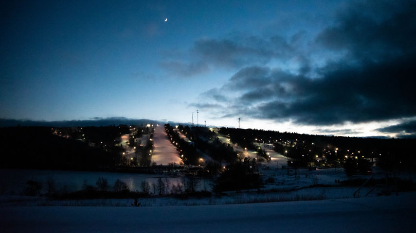 Big Boulder at Evening with Lights