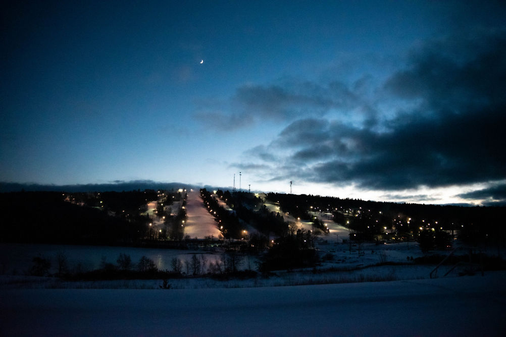 Big Boulder at Evening with Lights