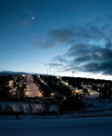 Big Boulder at Evening with Lights
