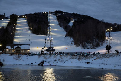 A view of Crotched lit up at night