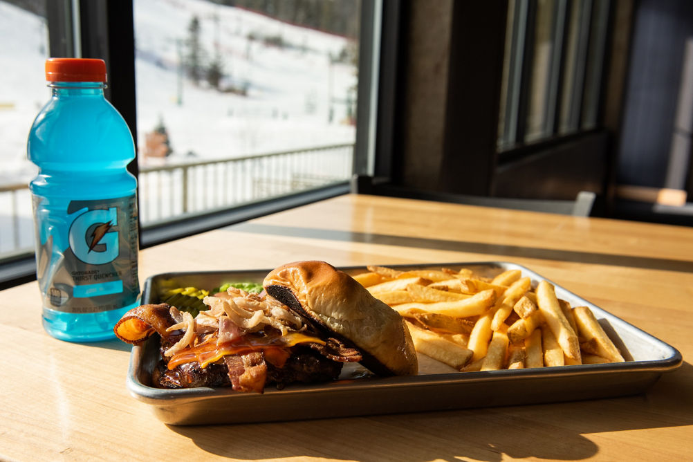Burger and Fries at Stagecoach lodge