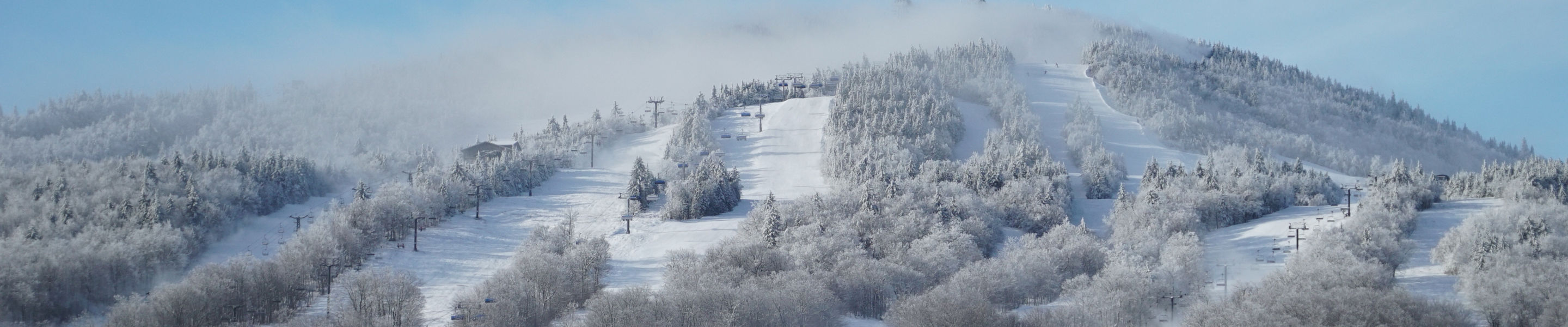Full Mountain View with Snowmaking Cloud at Mount Snow