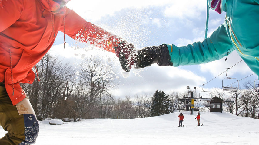 2 female boarders showing stoke