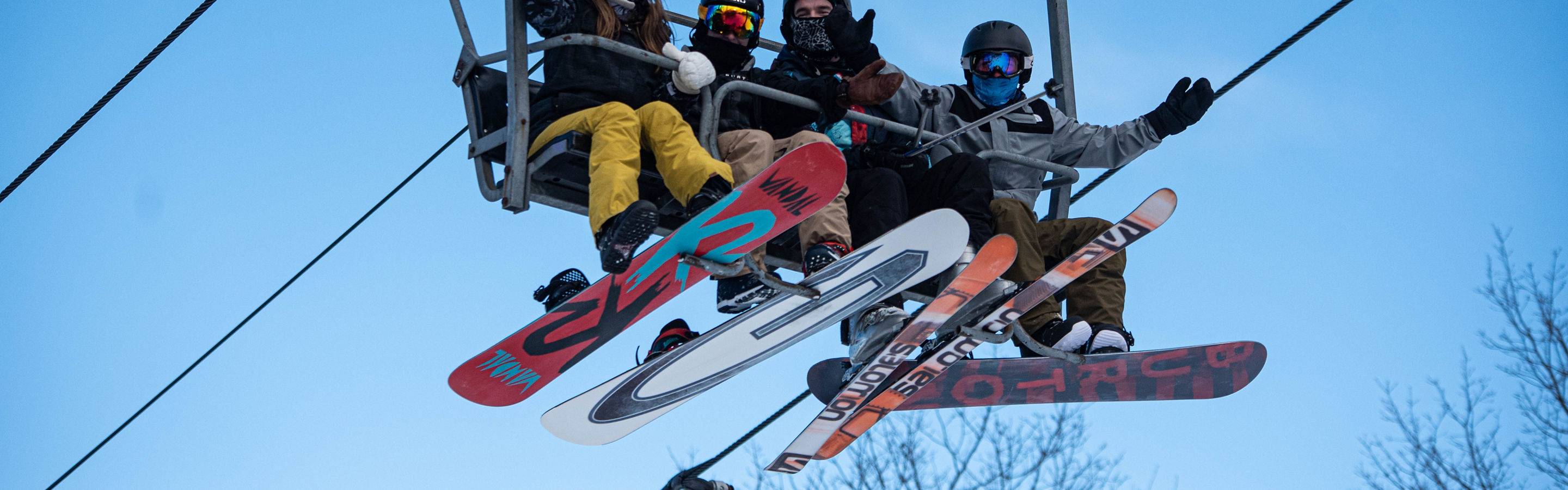 Jack Frost Winter Guests on Quad Chairlift