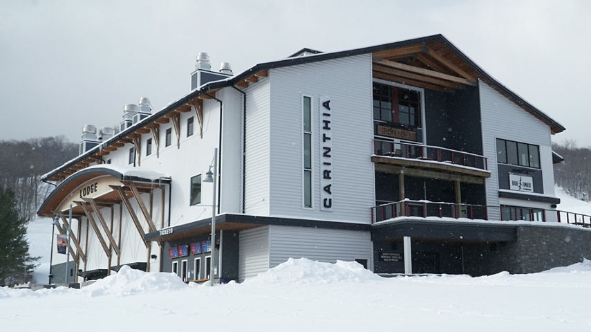 Carinthia Base Lodge with Snow at Mount Snow