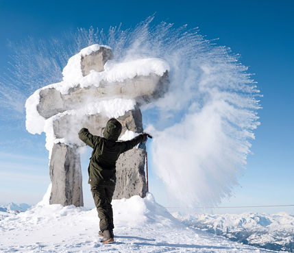 A view of the Whistler  Inukshuk during the winter