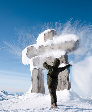 A view of the Whistler  Inukshuk during the winter