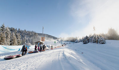 Family at the Bubly Tube Park at Whistler