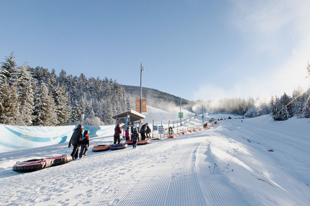Family at the Bubly Tube Park at Whistler