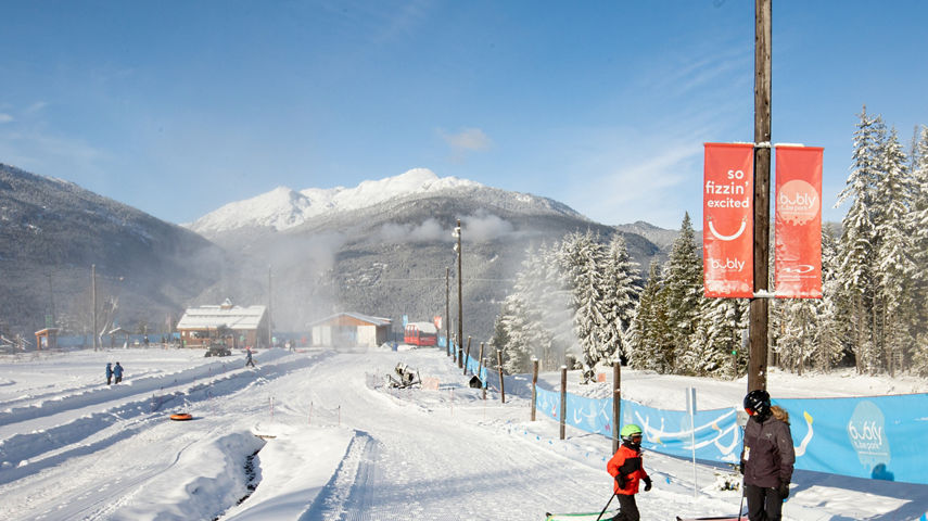 Parent and Child prepare to go tubing at Whistler's Bubly Tube Park 