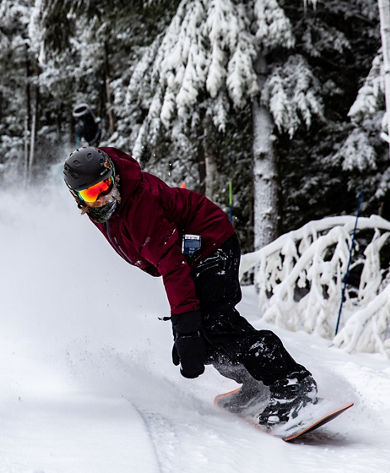 Snowboarding on a winter day at Crotched
