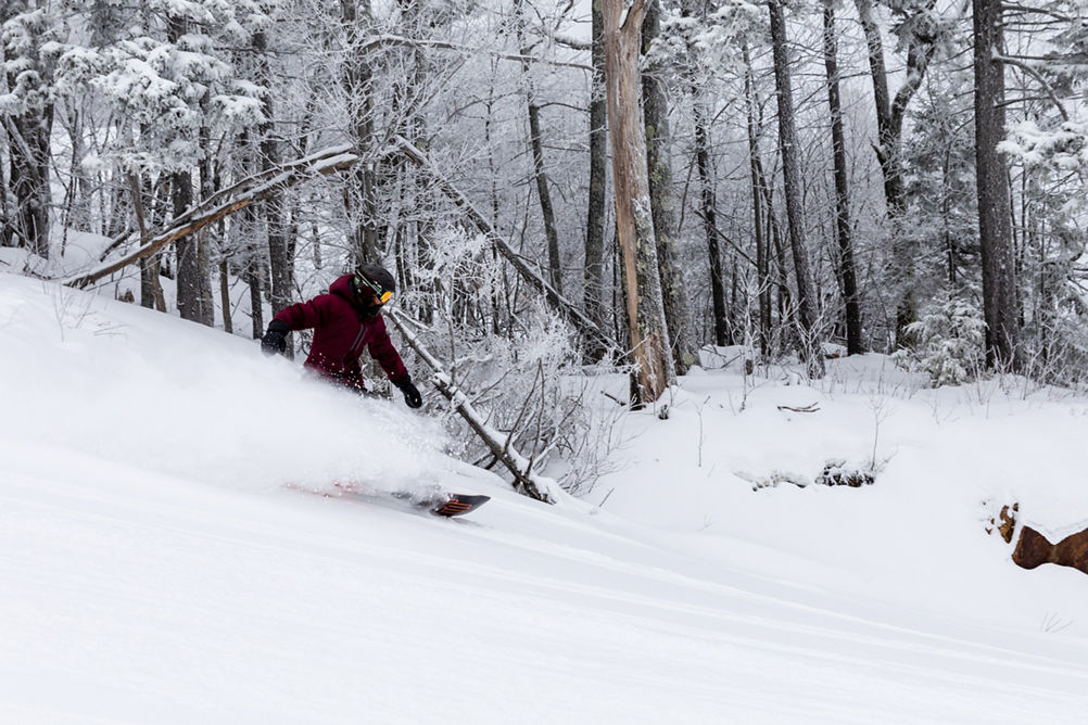 A snowboarder at Crotched