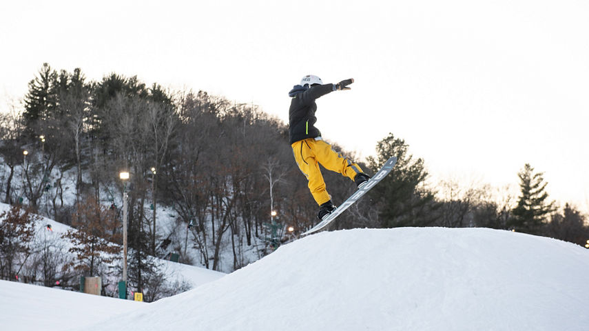 Snowboarder Hitting Jump at Afton Alps, MN