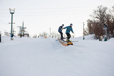 Skier on Rail in Terrain Park at Afton Alps, MN