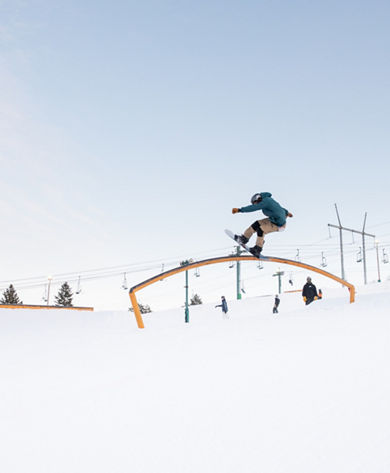 Snowboarder on Rail Feature at Afton Alps, MN