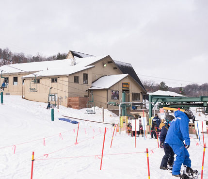 Guests in the lift line at Afton Alps, MN