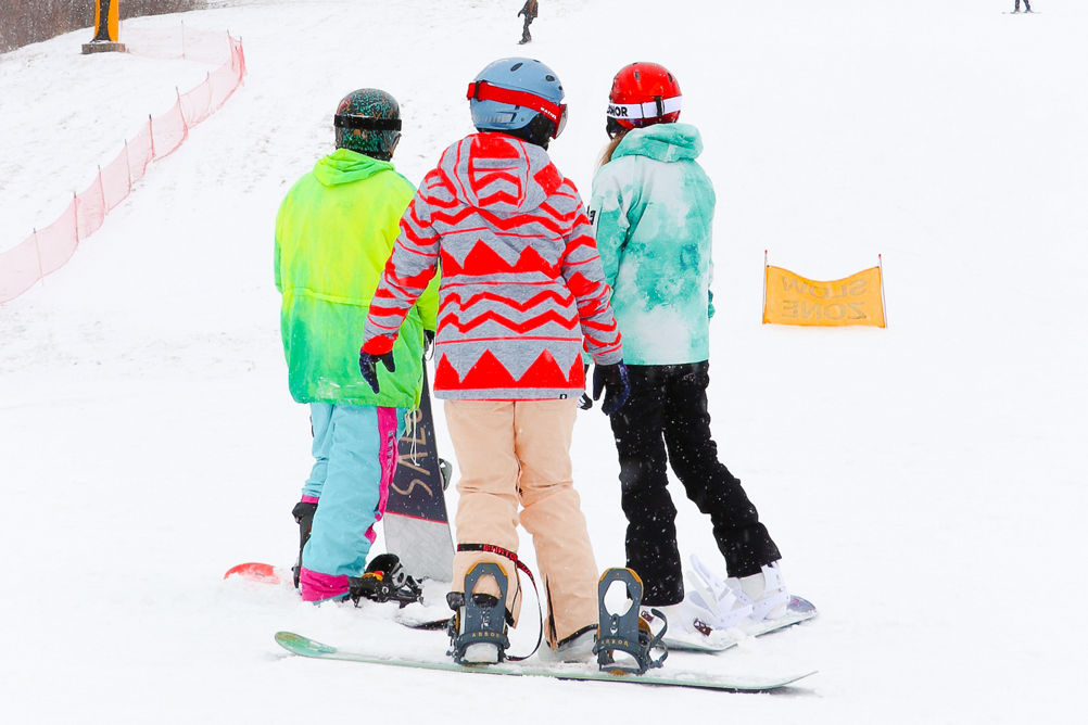 Freinds ready to head out for skiing and snowboarding at Snow Creek