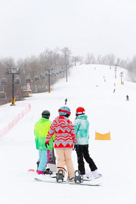 Freinds ready to head out for skiing and snowboarding at Snow Creek