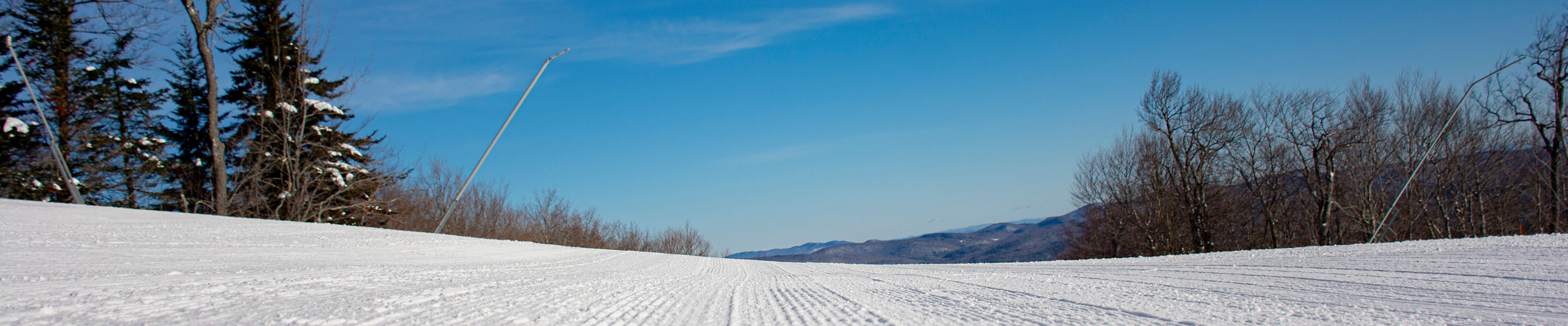 The view of a groomed trail at Okemo