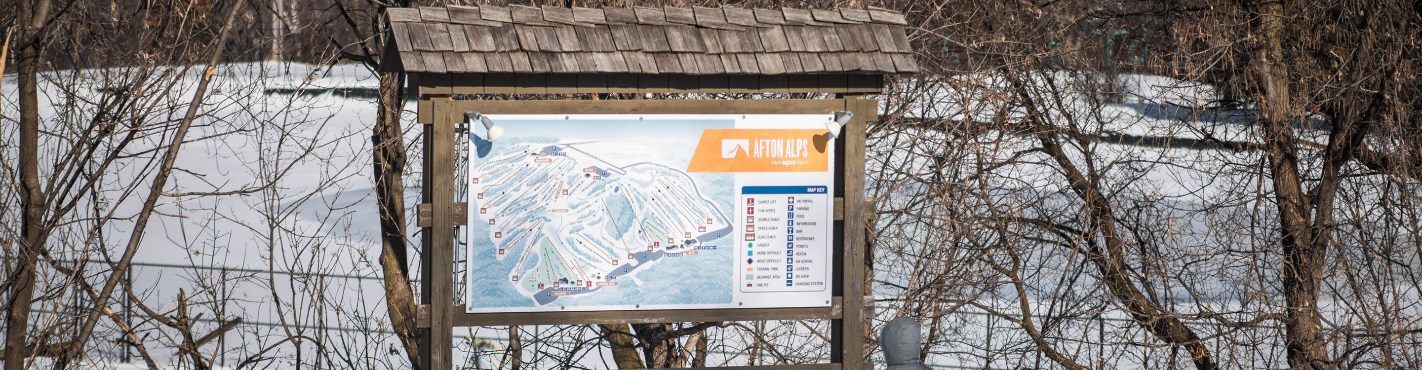 Skier Looking at Map at Afton Alps, MN