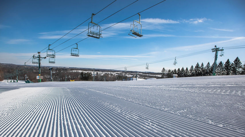 The Highlands and corduroy groomed snow at Afton Alps, MN