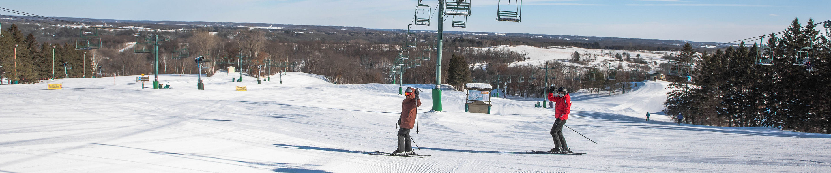 Skiers in the Highlands area at Afton Alps, MN