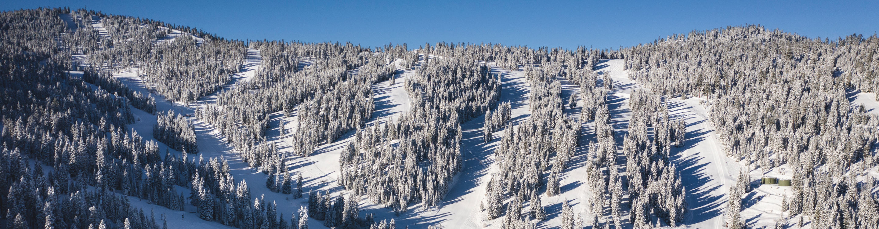 Stunning Aerial View of Fresh Snowfall Facing West Ridge at Northstar