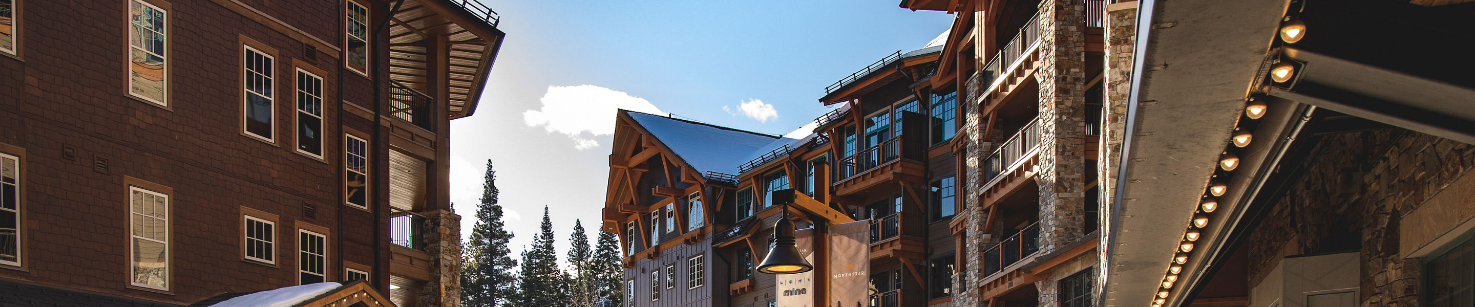 Village at Northstar on Sunny Morning with Gondola in Background