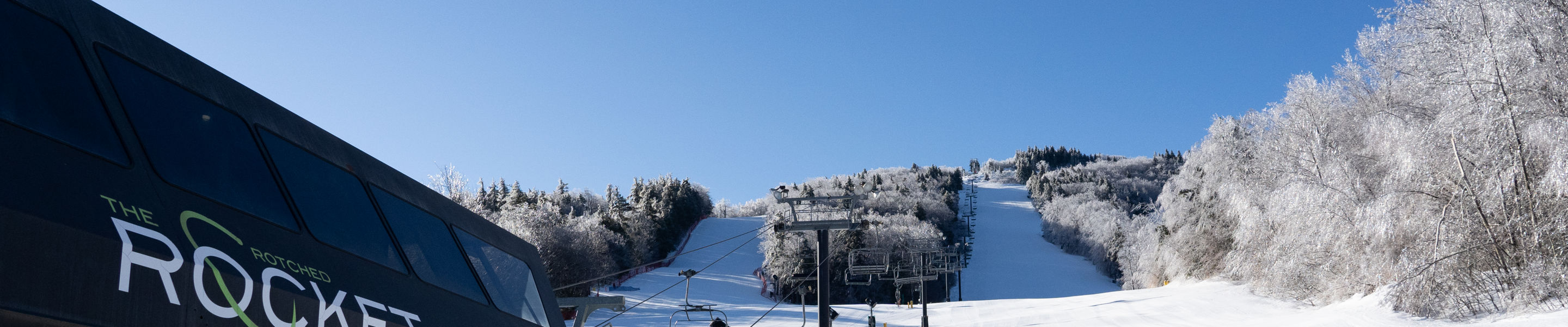 The Rocket chairlift at Crotched on a bluebird day