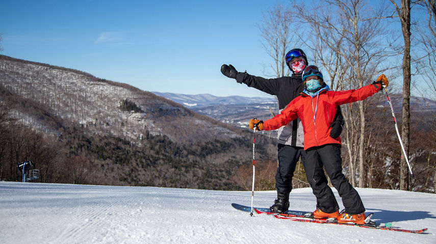 Couple enjoys sunny day at Hunter Mountain