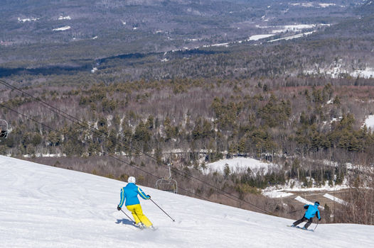 Skiers and a view from Crotched Mountain