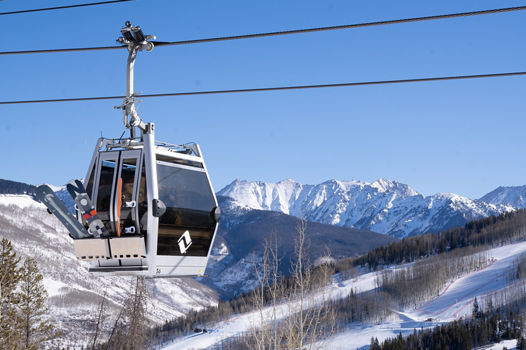 The gondola on a bright winter day at Vail