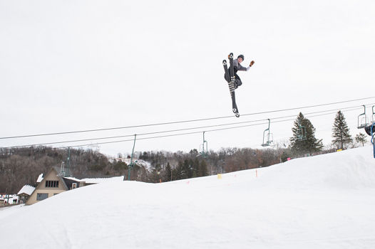 Skier Holding Grab Off Jump at Afton Alps, MN