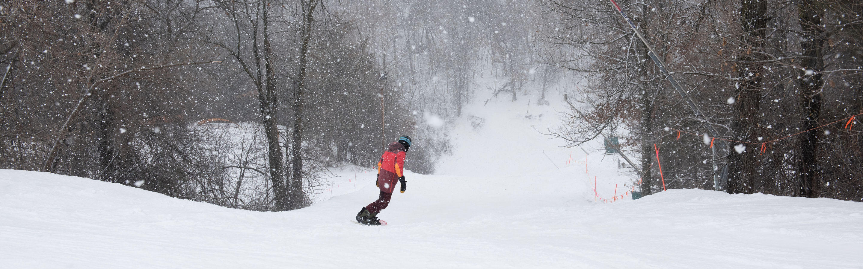 Snowboarder on Sally's Valley at Afton Alps, MN