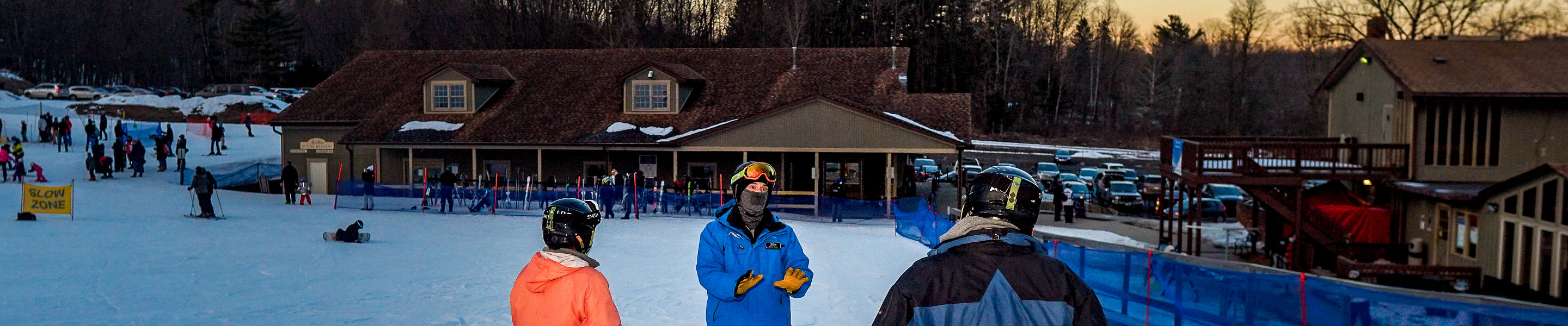 A couple learns to ski at Alpine Valley