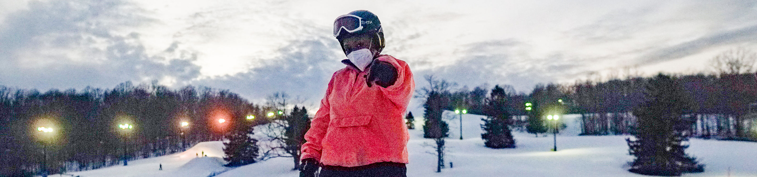 A woman learns to ski at Alpine Valley