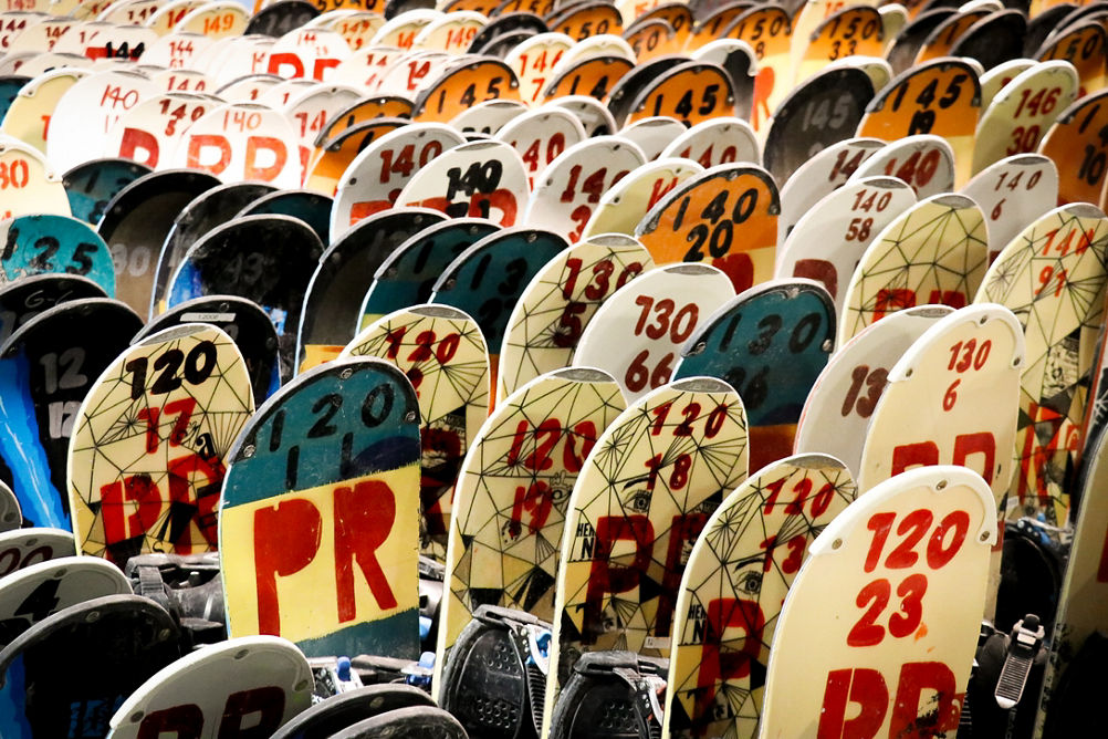 Rental snowboard storage at Snow Creek