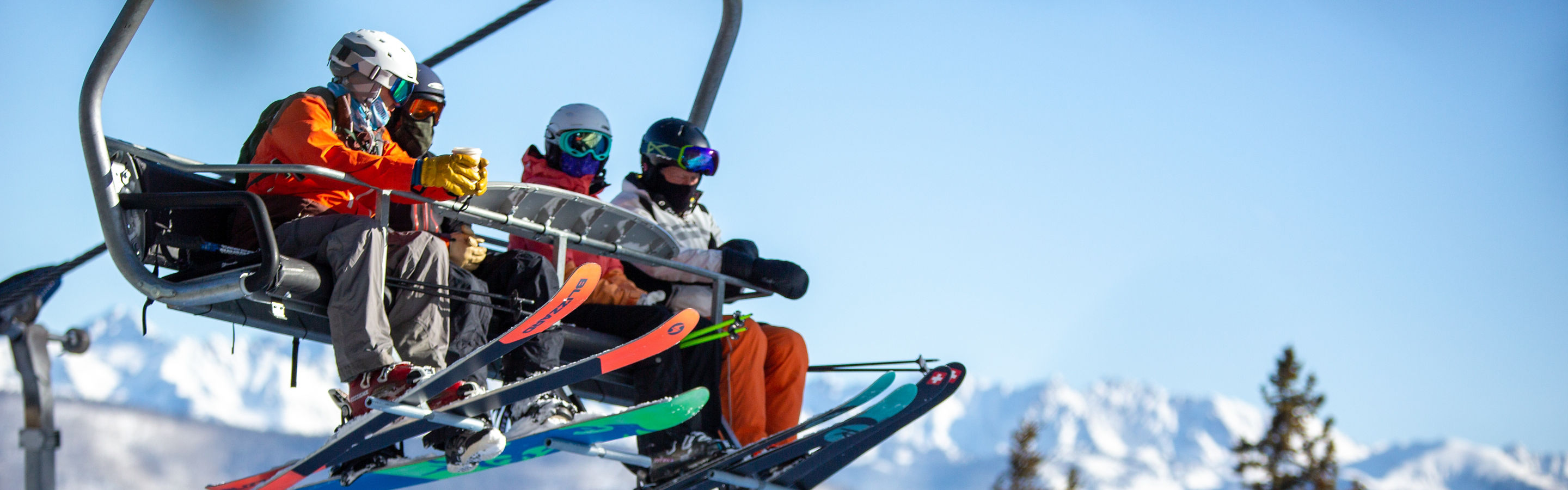 Pensive skiers on the chairlift at Beaver Creek