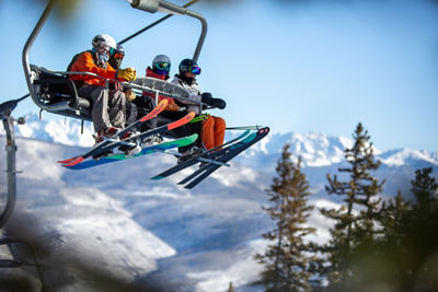 Pensive skiers on the chairlift at Beaver Creek
