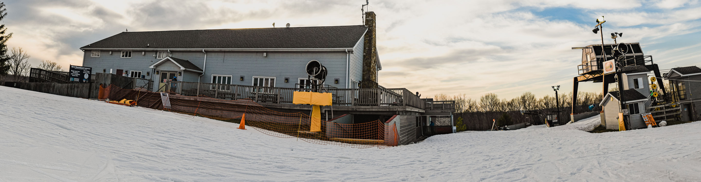 Sun setting at Paoli Peaks Main Lodge