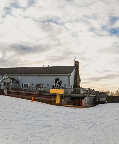 Sun setting at Paoli Peaks Main Lodge
