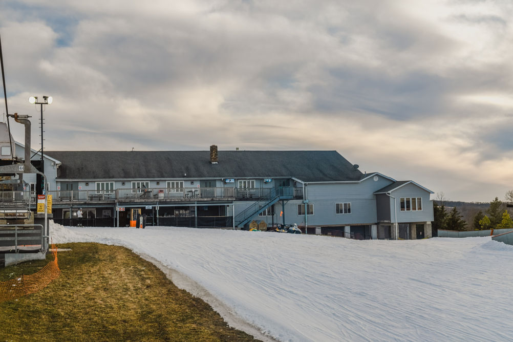 Sun setting at Paoli Peaks Main Lodge