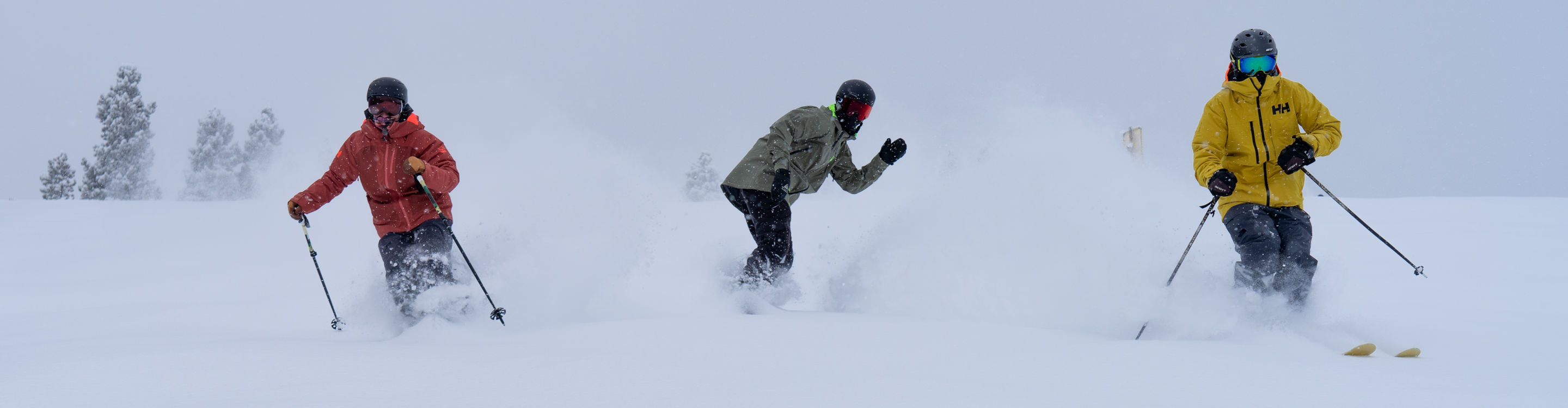 Friends enjoy a foggy day at Breck