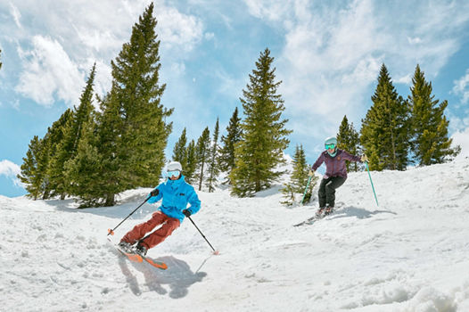 Spring skiing with friends at Breck