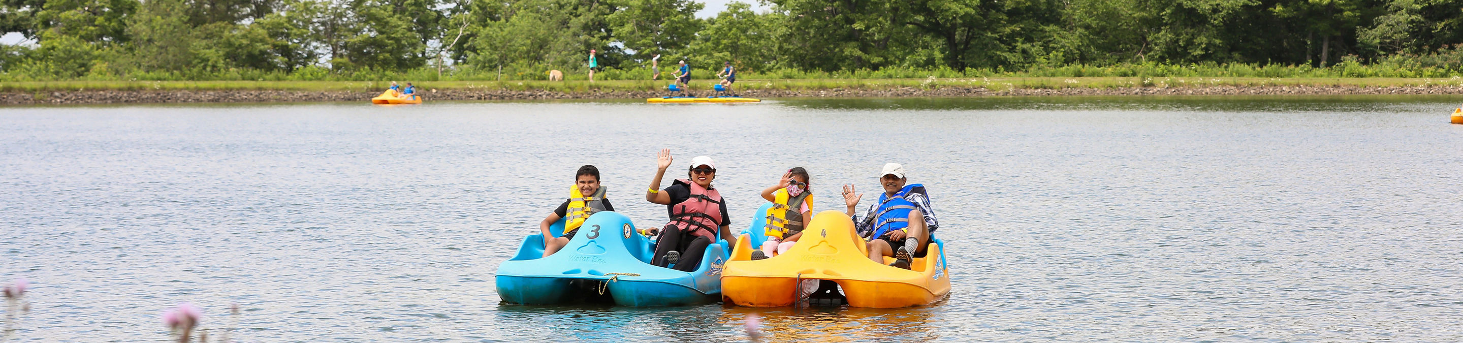 Guests Enjoy Paddle Boats at Seven Springs