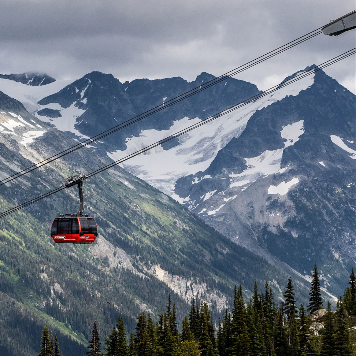 Scenic View of Gondolas During Summer Time at Whistler Blackcomb